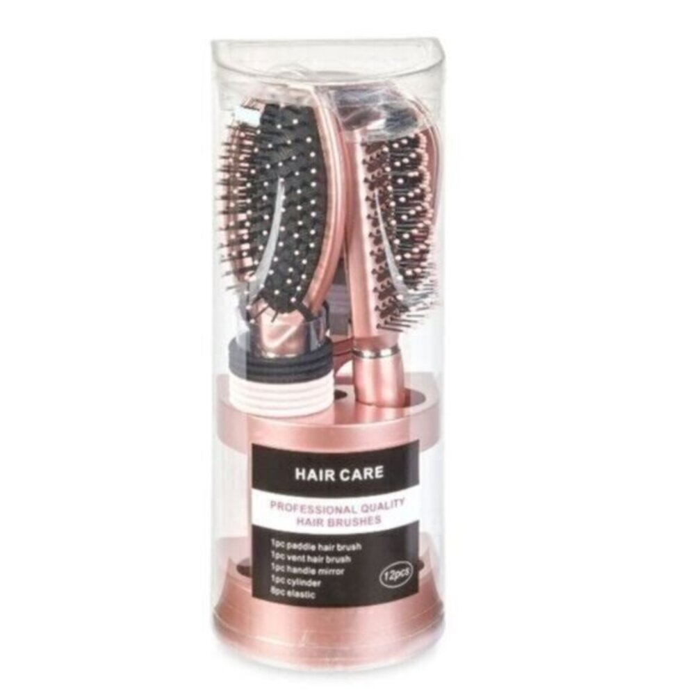Pink Hairbrush Set New 12 Pieces